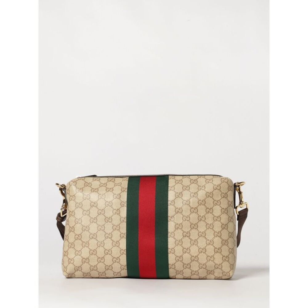 Gucci Men Gucci Gg Supreme Fabric Crossbody Bag With Wrist Strap